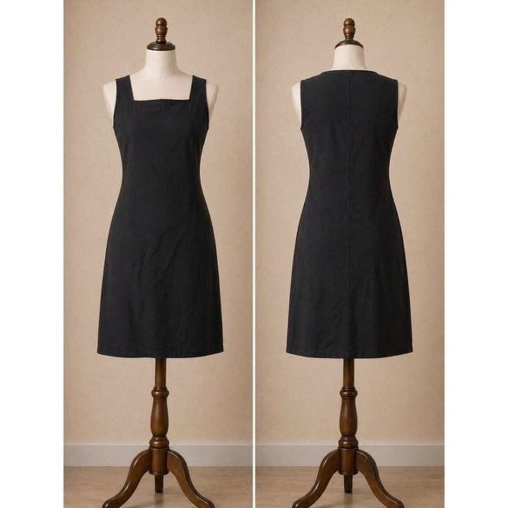 Eileen Fisher Black Sheath Dress S Petite Minimalist Workwear Dress